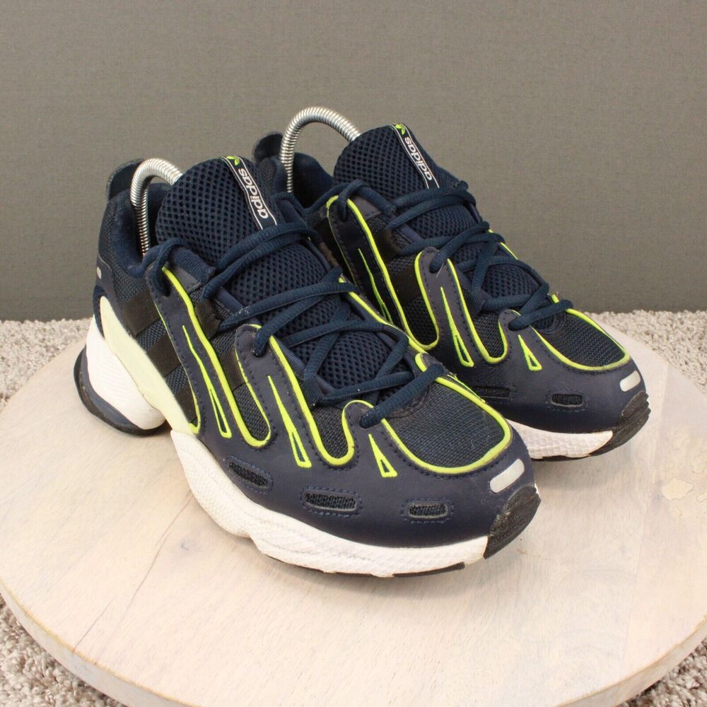 Adidas EQT Gazelle Sneakers Mens 8.5 Navy Neon Yellow Running Shoes - Picture 2 of 11